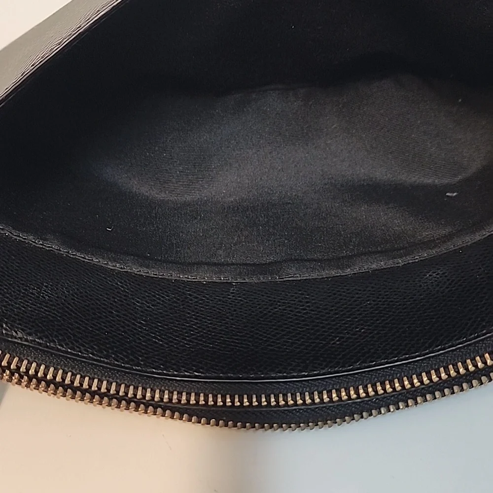 Coach Black Saffiano Leather with gold trim Shoulder Bag